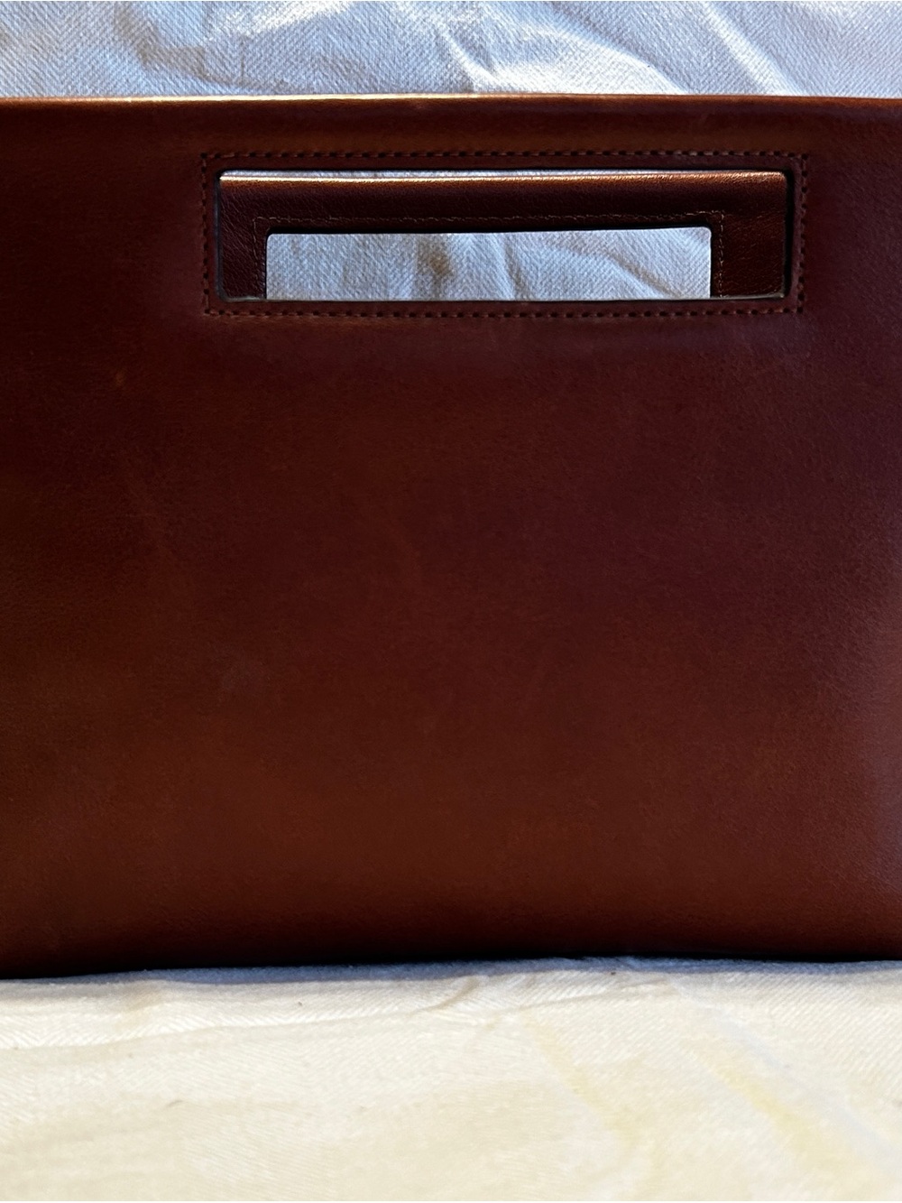 Coach Brown Leather Cutout Handle Briefcase Clutch with Gold Hardware - Picture 2 of 4